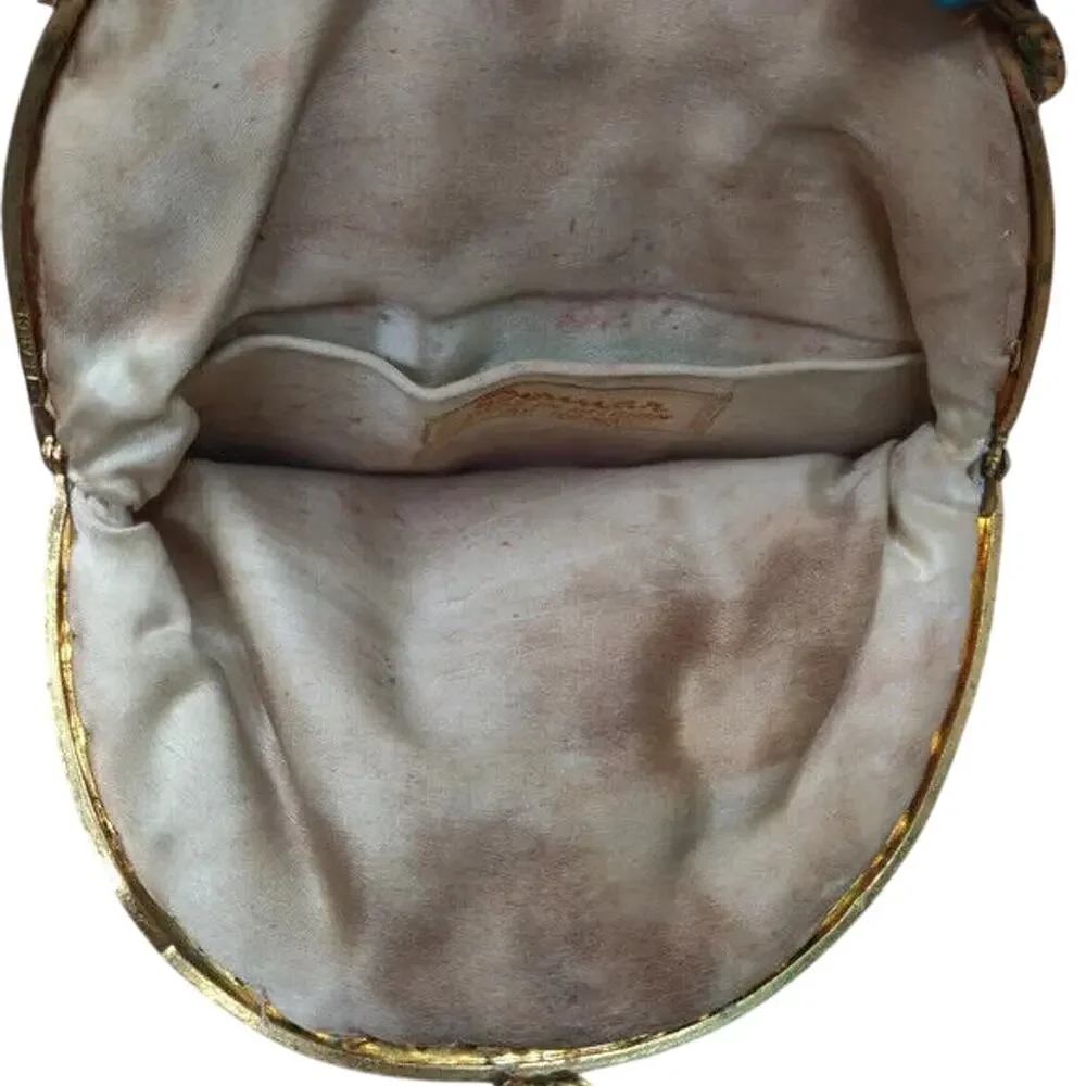 Vintage 1950s Dormar Beaded Floral Handmade Evening Clutch